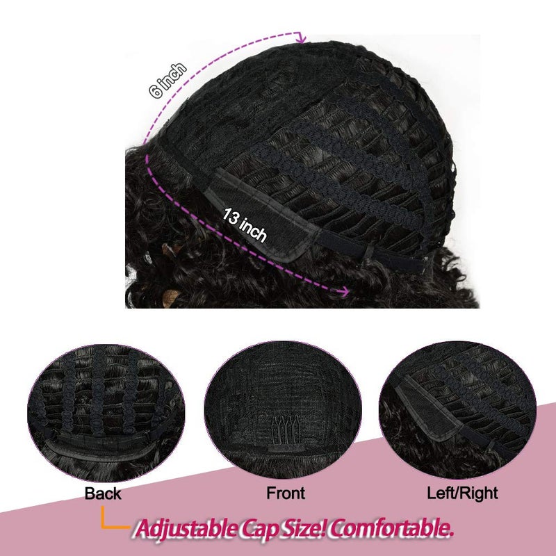 rosmile Curly Wigs for Black Women - Natural Black Synthetic African American Full Kinky Curly Afro Hair Wig with Bangs - Image 5